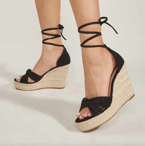 Schwarz beige keilabsatz - beige, high
