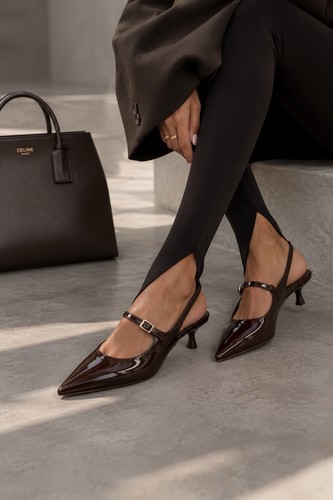 Lackleder pumps braun mit - lackleder-pumps,